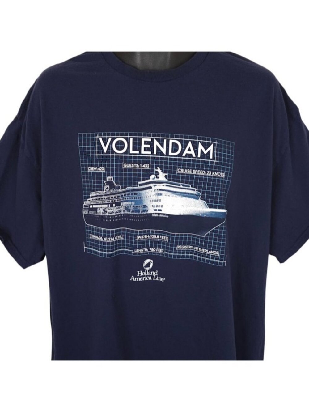 Volendam Cruise Ship T Shirt Mens Size 2XL Blue Holland America Line